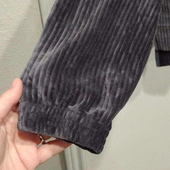 Aerie Gray Ribbed Velour Groove On Cropped Lounge Hoodie Sz M-Casual Slouchy - Picture 4 of 8